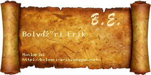 Bolvári Erik névjegykártya