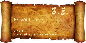 Bolvári Erik névjegykártya